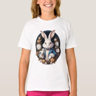 T-shirt Alice lapin blanc dans Wonderland Montres et rose