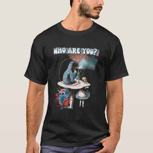 T-shirt Alice Wonderland Caterpillar Fumer Hookah Pipe (Devant)