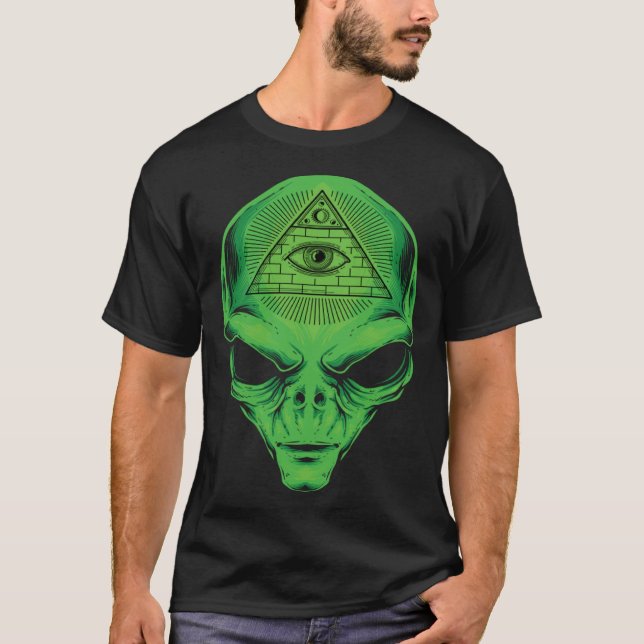 T-shirt Alien All Seeing Eye Illuminati  Graphic Style (Devant)