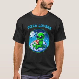 T-shirt Alien amoureux de la pizza sur la Lune   Cosmic am