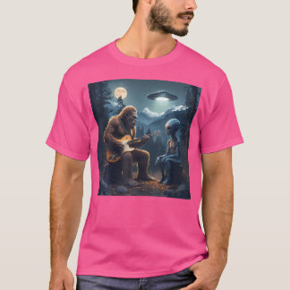T-shirt Alien Bigfoot Guitare Sasquatch Ufo Cadeaux Pour H