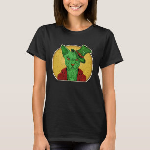 T-shirt Alien Chat Green Sphynx Leprechaun Cool Hairless S