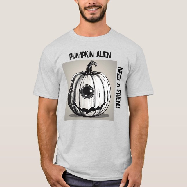 T-shirt Alien Citrouille éffrayant -Texte modifiab (Devant)