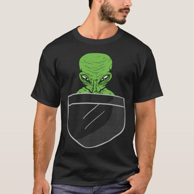 T-shirt Alien Dans La Poche Sur L'Espace Extraterrestre (Devant)