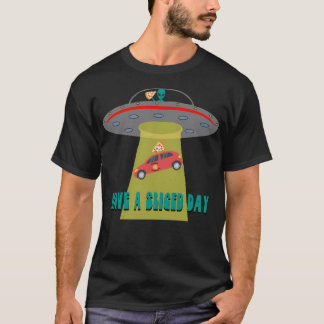 T-shirt Alien De Pizza - Avoir Une Journée Coupée