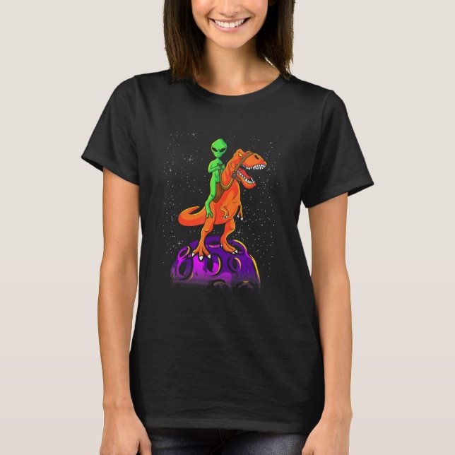 T-shirt Alien équitation Dinosaur T Rex Enfants garçons Es (Devant)