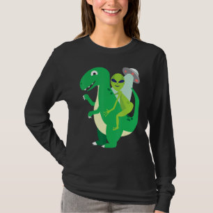 T-shirt Alien équitation T Rex Cool Dinosaur Dino Hallowee