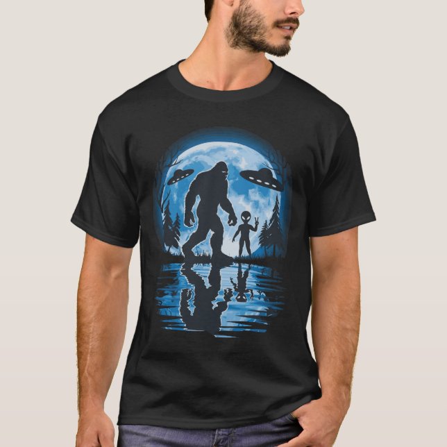 T-shirt Alien Et Lune Bigfoot (Devant)