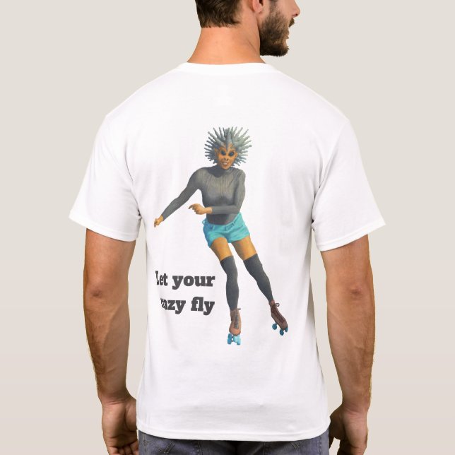 T-shirt Alien Femme Roller Skater Imaginaire Art Shirt (Dos)
