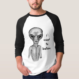 T-shirt Alien gris, je veux croire