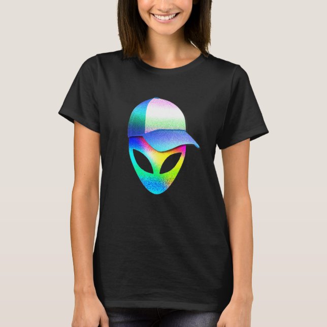 T-shirt Alien Head Sci Fi Trippy Techno Rave Edm Music Fes (Devant)