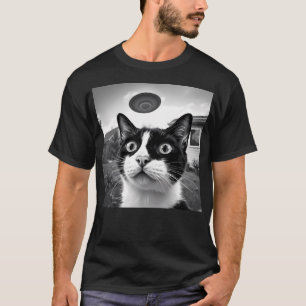 T-shirt Alien Invasion Chat Selfie noir blanc Ufo Chaos