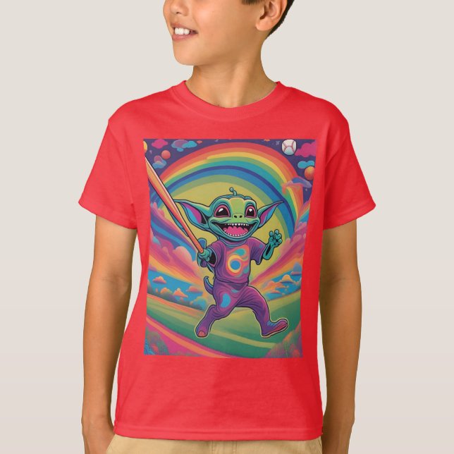 T-shirt Alien jouant au baseball (Devant)