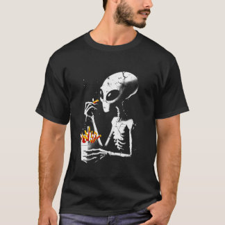 T-shirt Alien Manger Fries Français - Drôle Alien graphiqu