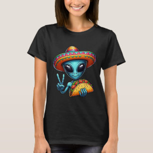 T-shirt Alien Manger Taco Cinco De Mayo Sombrero Mexicain