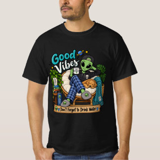 T-shirt Alien Mignon Bonne Vibration Restez Hydraté Amoure
