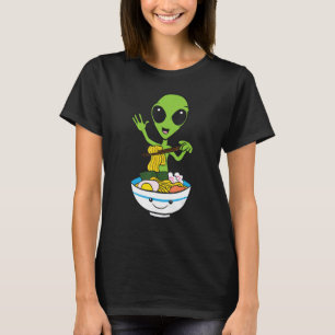 T-shirt Alien mignon Manger Ramen nouilles Ufo Alien