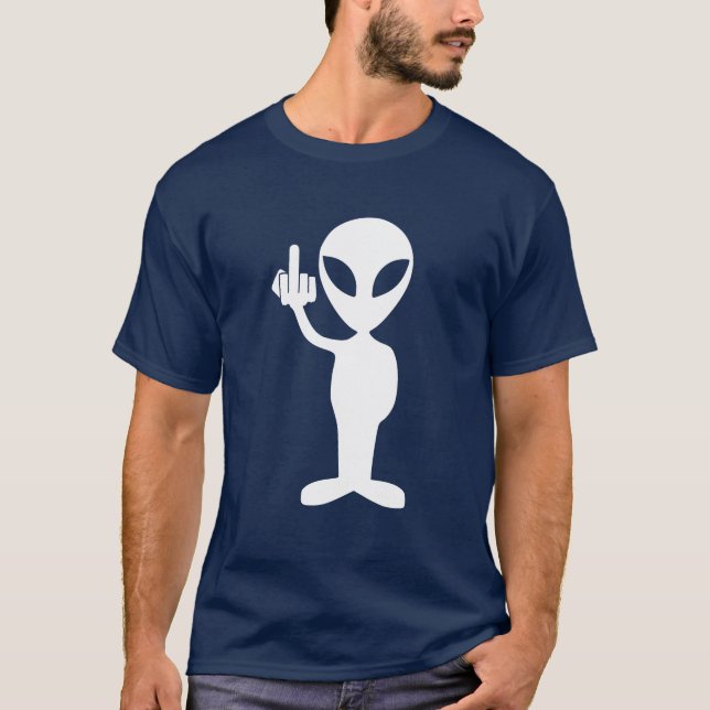 T-shirt Alien montrant le doigt moyen (Devant)