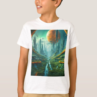 T-shirt Alien Nature & Futuriste Ville Surreal Sci-Fi Art