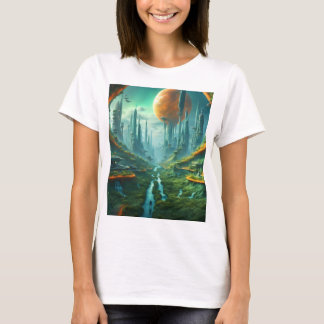 T-shirt Alien Nature & Futuriste Ville Surreal Sci-Fi Art
