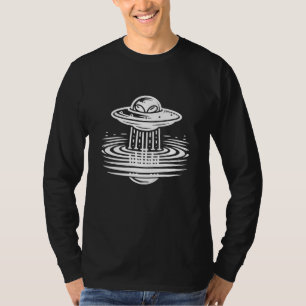 T-shirt Alien noir et blanc dans l'art Ai de l'UFO