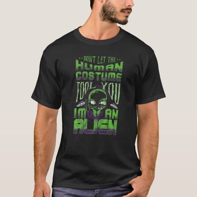 T-shirt Alien Pour Hommes Zone 51 Tête Spatiale Vert Ufo (Devant)