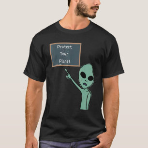 T-shirt Alien Protégez Votre Planète Pointage À Chalkboard