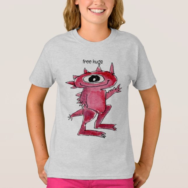 T-shirt Alien rose des carreaux libres (Devant)