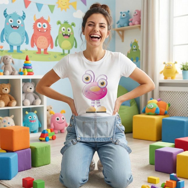 T-shirt Alien Rose mignon Avec Grands Yeux (Créateur téléchargé)