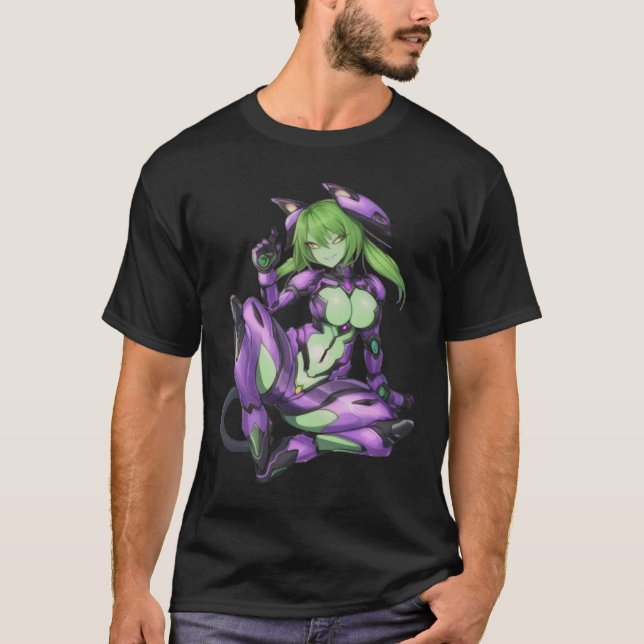 T-shirt Alien sexy androïde catgirl (Devant)