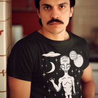 Alien spatial avec planètes, étoiles et soucoupe v