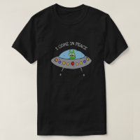 Alien spatial OVNI Je viens en paix signe hommes