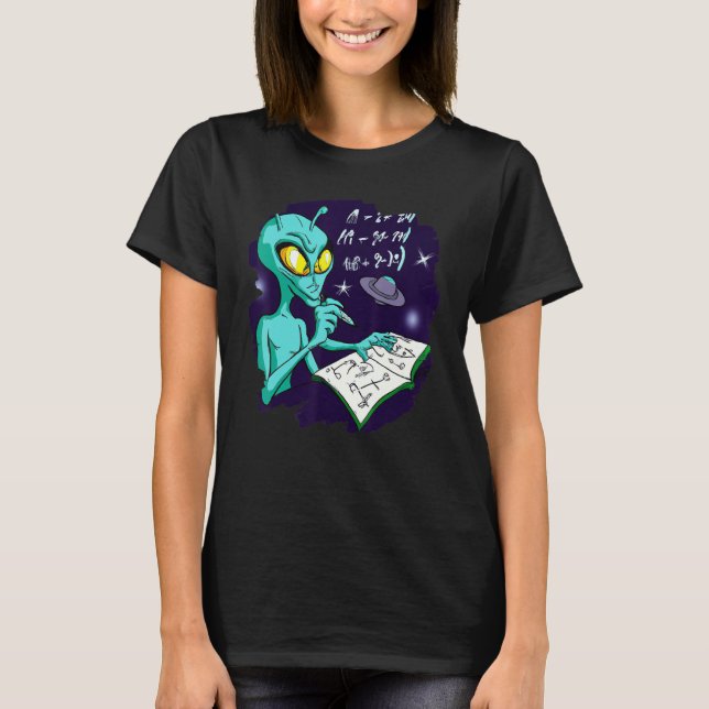 T-shirt Alien Studying Solving Math Science Physics Equati (Devant)