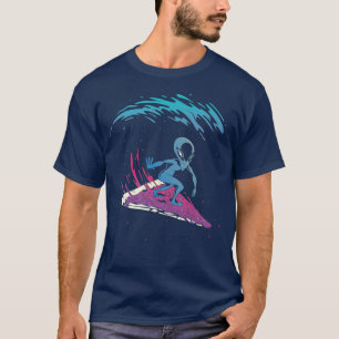 T-shirt Alien Surfant Sur Une Tranquillité De Pizza Pizza