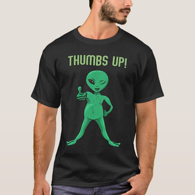 T-SHIRT ALIEN THUMBS UP GRAPHIC! A SILLY MEME AND A GREAT  (Devant)