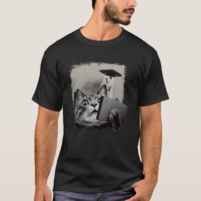 T-shirt Alien UFO Cat Selfie  Kitty Cat (Devant)