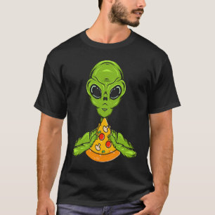 T-shirt Alien UFO Croyants Alien Manger Pizza Femmes Homme