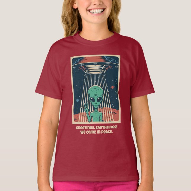 T-shirt Alien UFO de texte et de nom personnalisé (Devant)