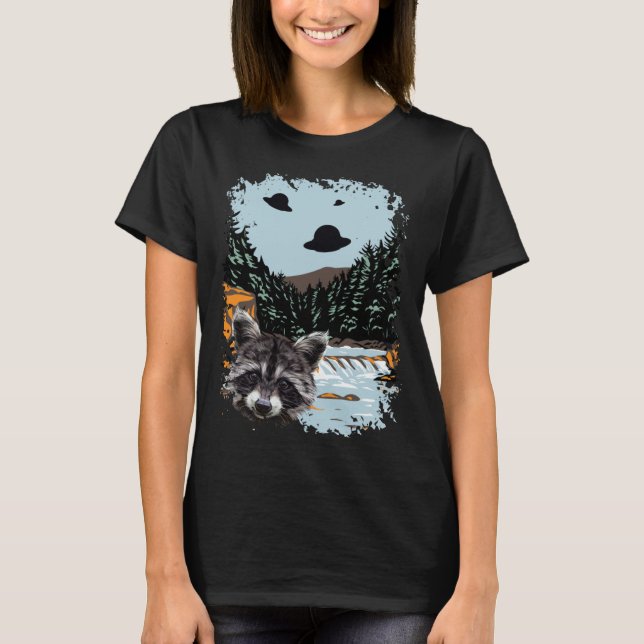 T-shirt Alien UFO Raccoon Lovers Extraterrestrial Encounte (Devant)