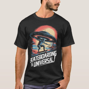 T-shirt Alien Ufo Skateur Skateboard Est Universel Sci-fi