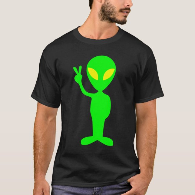 T-shirt Alien vert de chaux donnant la Chemise de la Paix (Devant)