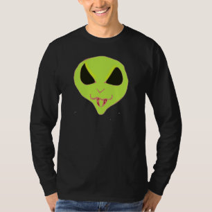 T-shirt Alien vert effrayant crocs visage Chemises