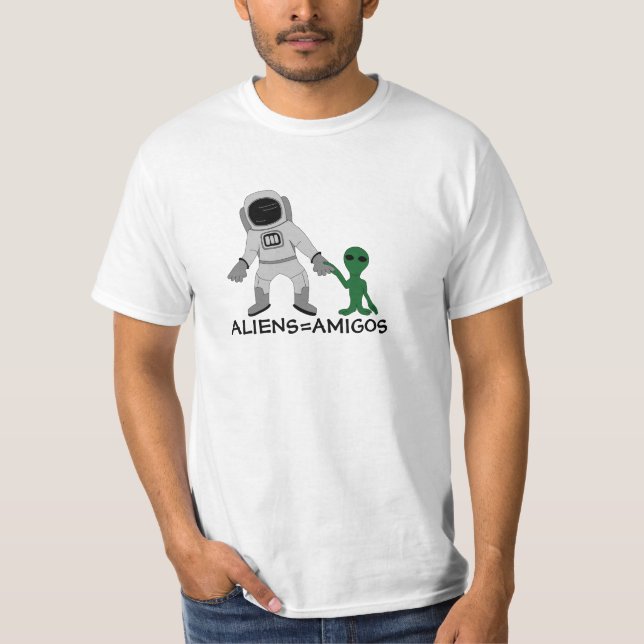 T-shirt Aliens = Amigos, astronautes et extra-terrestres (Devant)