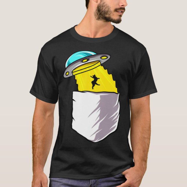 T-shirt Aliens Cryptozoology Abduction  Cute Pocket Style (Devant)