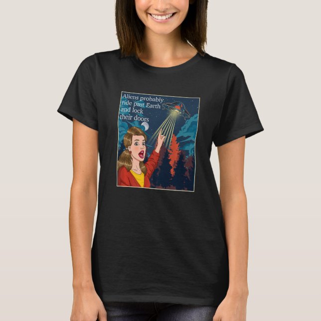 T-shirt Aliens Verrouillent Leurs Portes Espace Alien Et S (Devant)