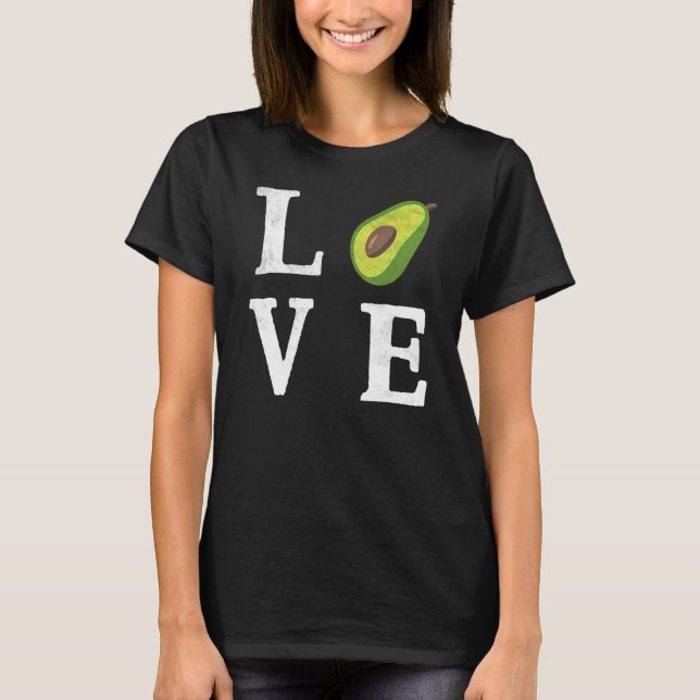 T-shirt Alimentation Guacamole Foie Vegan Love Avocado (Devant)