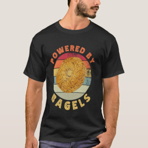 T-shirt Alimenté par Bagels Drôle Rétro Amateur de Nourrit
