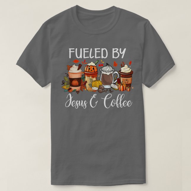 T-shirt Alimenté Par Café Jesus Caféine Lover Thanksgiving (Design devant)
