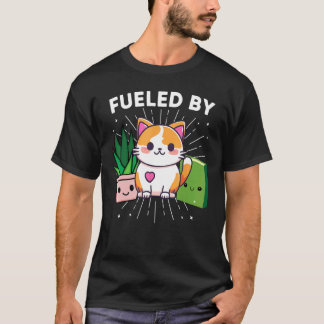 T-shirt Alimenté par chats plantes livres drôle