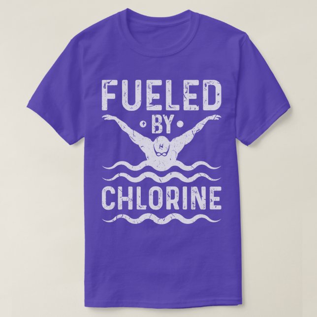 T-shirt Alimenté Par Chlorine Nage Instructeur Swimmer Swi (Design devant)